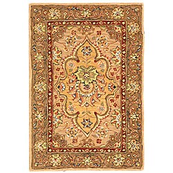Handmade Persian Court Legends Ivory/ Taupe Wool and Silk Rug (2' x 3')