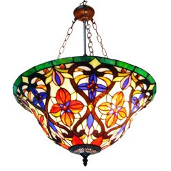 Tiffany-style Victorian Inverted Hanging Pendant