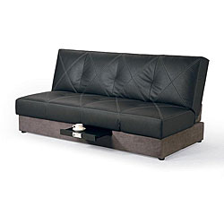 Baseball Stitch Black Leather Sofa Bed