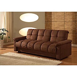 Multifunctional Microsuede Mocha Storage Sofa Bed