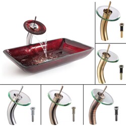 Kraus Galaxy Fire Red Rectangular Sink/ Waterfall Faucet