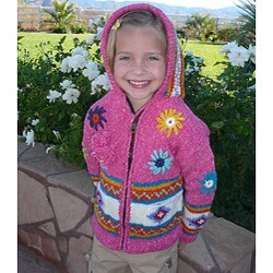 Handmade Garden Girl Pink Wool Sweater (Ecuador)