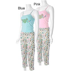 Lacy Essentials Junior's Floral Print Pajama Set