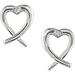 Sterling Silver Diamond Accent Heart Earrings
