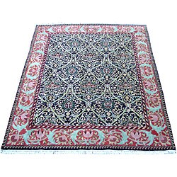 Indo William Morris Black and Red Rug (8' x 10')