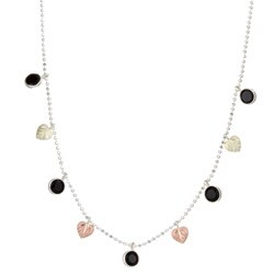 12k Black Hills Gold and Sterling Silver Onyx Necklace