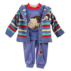 Rumble Tumble Newborn Boy's 3-piece Sweater Set