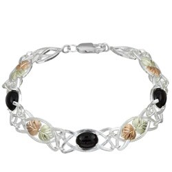 12k Black Hills Gold on Sterling Silver Onyx Bracelet