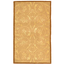 Handmade Zoe Bouquet Beige Wool and Silk Rug (6' x 9')