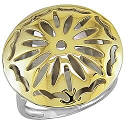10k Gold Over Silver Round Disc Cutout Ring