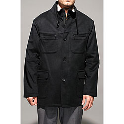 Mantoni Men's Wool and Cashmere Black Coat