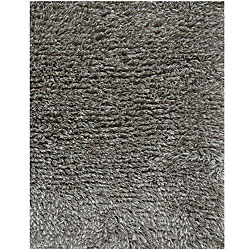 Hand-knotted Ebony Shag Wool Rug (5' x 8')