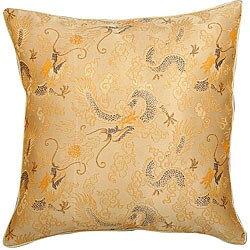 Chinese Dragons Silky Gold Cushion Cover.