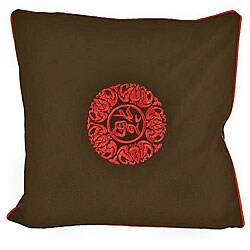 Chinese Symbol of Luck Floral Brown Cushion Cover