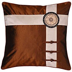 Flower Ribbon Silky Brown/ Beige Cushion Cover.