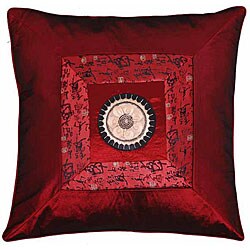 Chinese Calligraphy Silky Red Cushion Cover