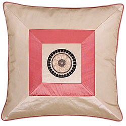 Beige/ Pink Silky Squares Cushion Cover