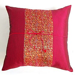 Decorative Silky Red Floral Cushion Cover