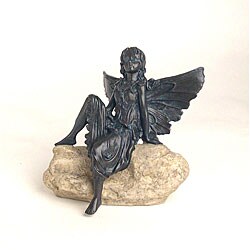 Fairy On Faux Rock Statue