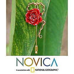 Goldplated Natural Rose 'Heart of Rose' Stickpin (Thailand)
