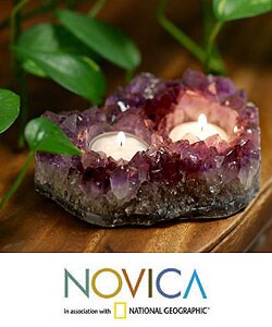 Amethyst 'Mystic Light' Candleholder (Brazil)