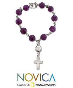 Sterling Silver 'Prayer' Amethyst Bracelet (Peru)