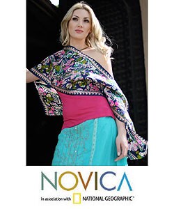 Silk 'Midnight Garden' Shawl (India)