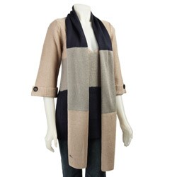Renee C Women's Colorblock Sweater with Scarf