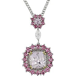 18k Gold Multi-gemstone 1/5ct TDW Diamond Necklace