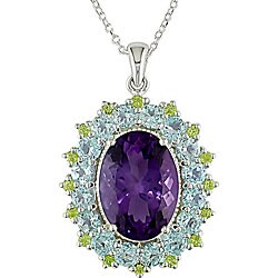Sterling Silver Oval Amethyst Necklace