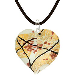 Genuine Murano Glass White/ Gold Jumbo Heart Necklace