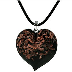 Genuine Murano Glass Black Jumbo Heart Necklace