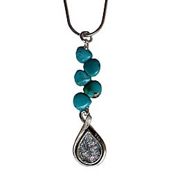 Sterling Silver Roman Glass and Turquoise Necklace (Israel)