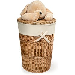 Badger Basket Natural Round Plush Lid Hamper