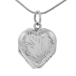 Sterling Silver 4-way Etched Heart Locket Necklace