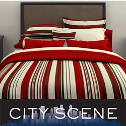 City Scene Plaza Red Cotton 7-piece Bedding Ensemble