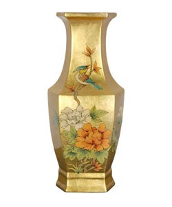 Gold Hexagonal Porcelain Vase (China)