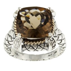 Meredith Leigh Sterling Silver Smokey Quartz and Diamond Ring
