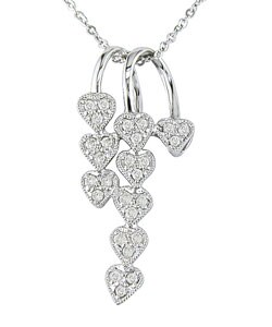 14k White Gold 1/5ct Diamond Heart Pendant