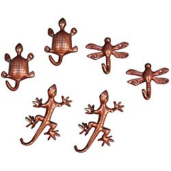 Copperplated Animal Wall Decor/ Hooks (Set of 6)