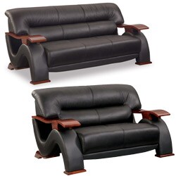 Dolcetto Black Leather Sofa and Loveseat