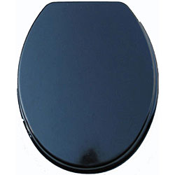 Elongated Black Molded Wood Solid Toilet Seat