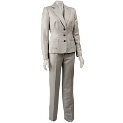 Tahari ASL Women's Tan Linen Textured Pant Suit
