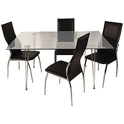 Medallion 5-piece Dining Table with Black Chairs