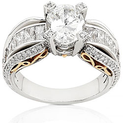 Platinum/ 18k Gold 3 1/4ct TDW Diamond Ring (G-J, VS1,VS2-SI2)