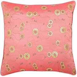 Decorative Floral Swirls Rose Pink Cushion Cover.