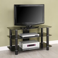 Contemporary 42-inch Black Glass TV Stand