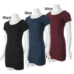 Love by Design Junior's Short-sleeve Cable Knit Dress