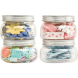 Clear Plastic Storage Jars (Pack of 4)