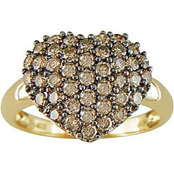 14k Gold 1ct TDW Champagne Diamond Heart Ring